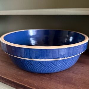 Stoneware Roseville Pottery Nesting Bowl Blue Venetian Diamond Picket Fence